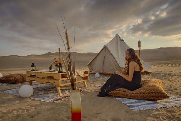 acampar en el famoso Glamping  en las dunas de ica